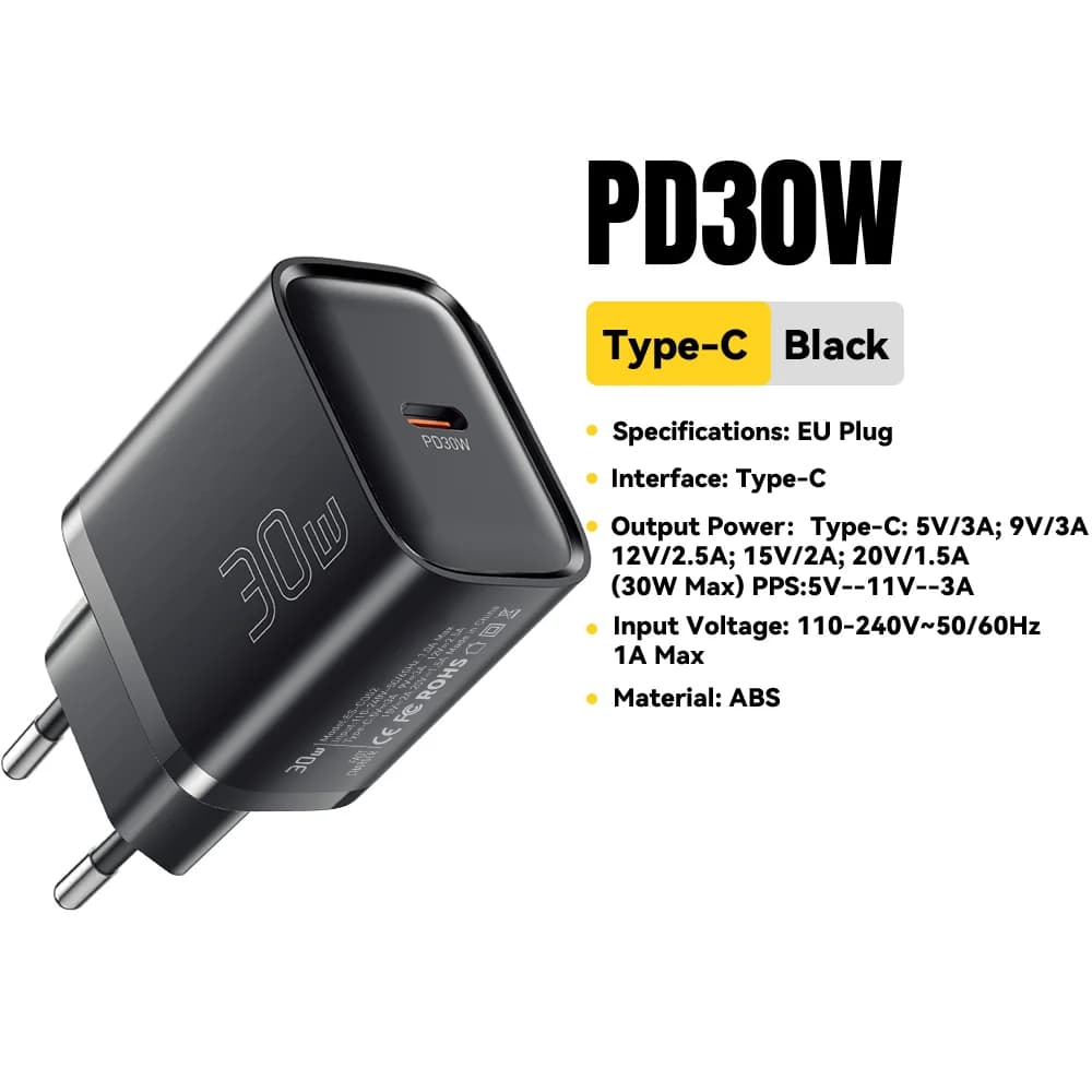 30W Mini USB-C PD Hızlı Şarj Adaptörü