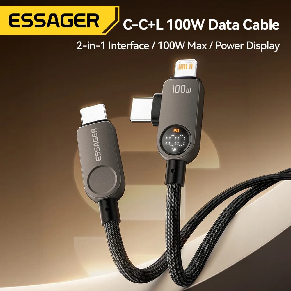 2'si 1 Arada USB-C to Lightning Kablo, 100W PD