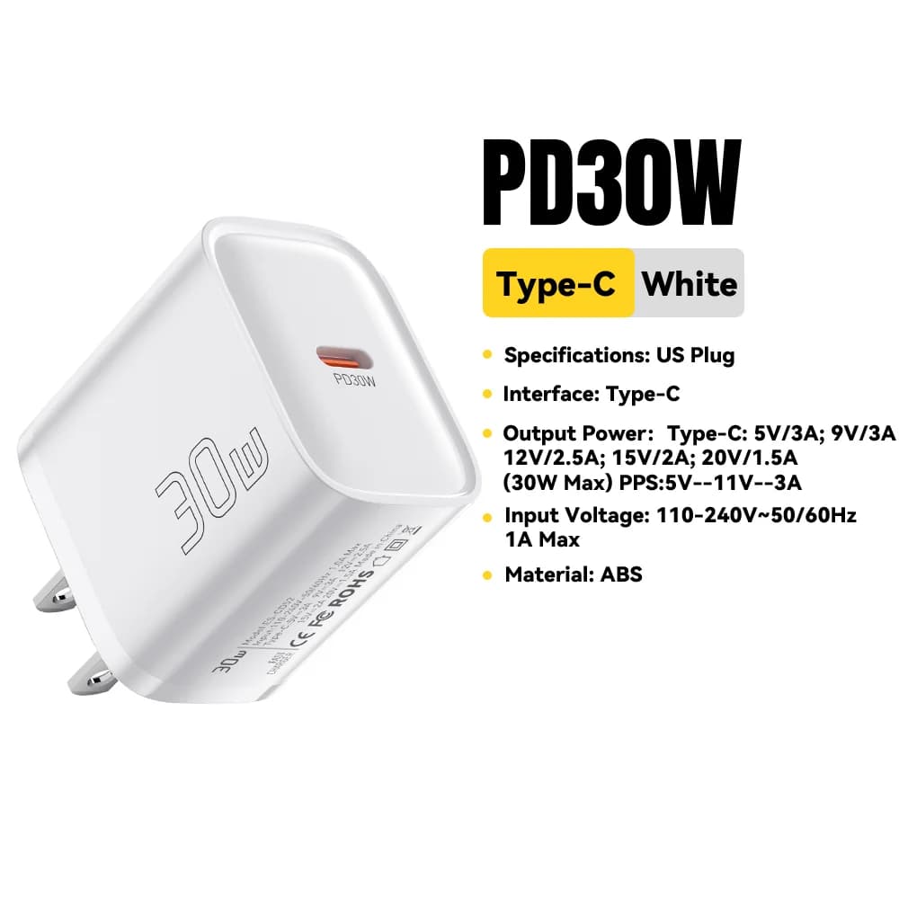30W Mini USB-C PD Hızlı Şarj Adaptörü