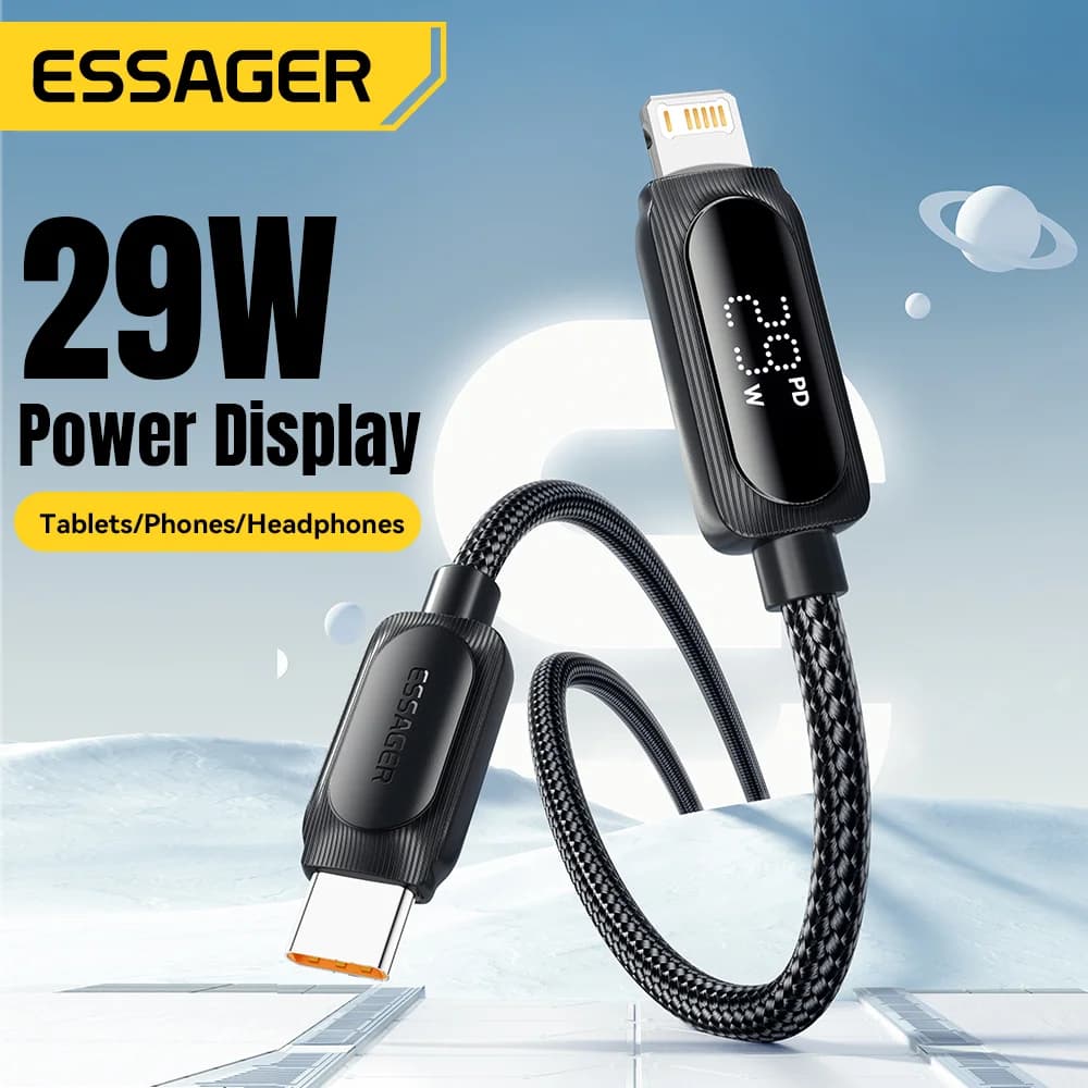 Dijital Ekranlı 29W USB-C to Lightning Kablo