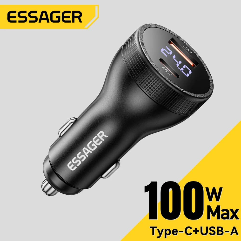 Dijital Ekranlı 100W USB-C Araç Şarj Cihazı