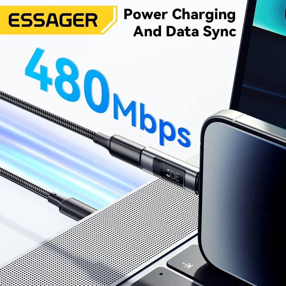 Dijital Ekranlı Lightning to USB-C OTG Adaptör