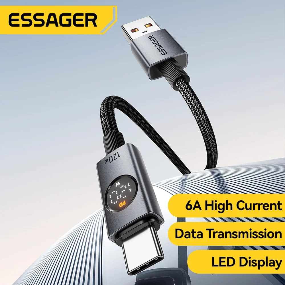 120W 6A USB-A to USB-C Süper Hızlı Şarj Kablosu