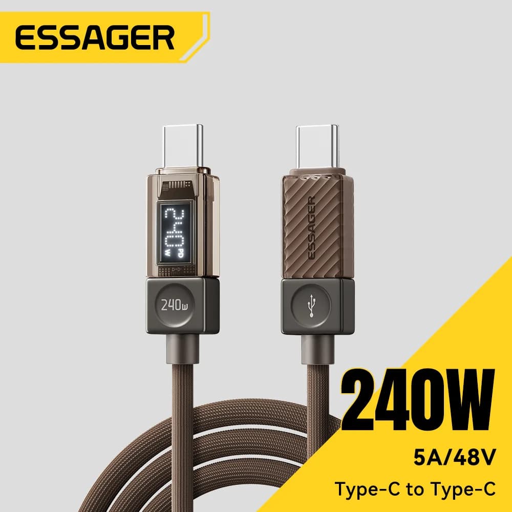 LED Ekranlı ve 100W PD 3.1 Destekli 240W USB-C Kablo
