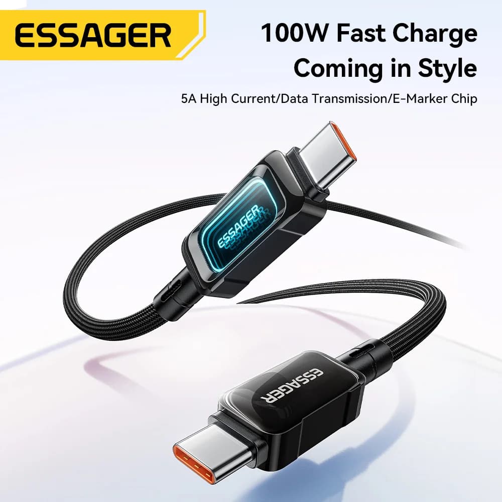 100W LED USB-C to USB-C Hızlı Şarj Kablosu