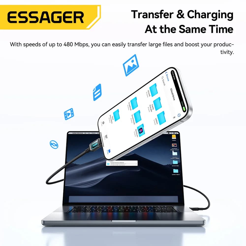 100W LED USB-C to USB-C Hızlı Şarj Kablosu