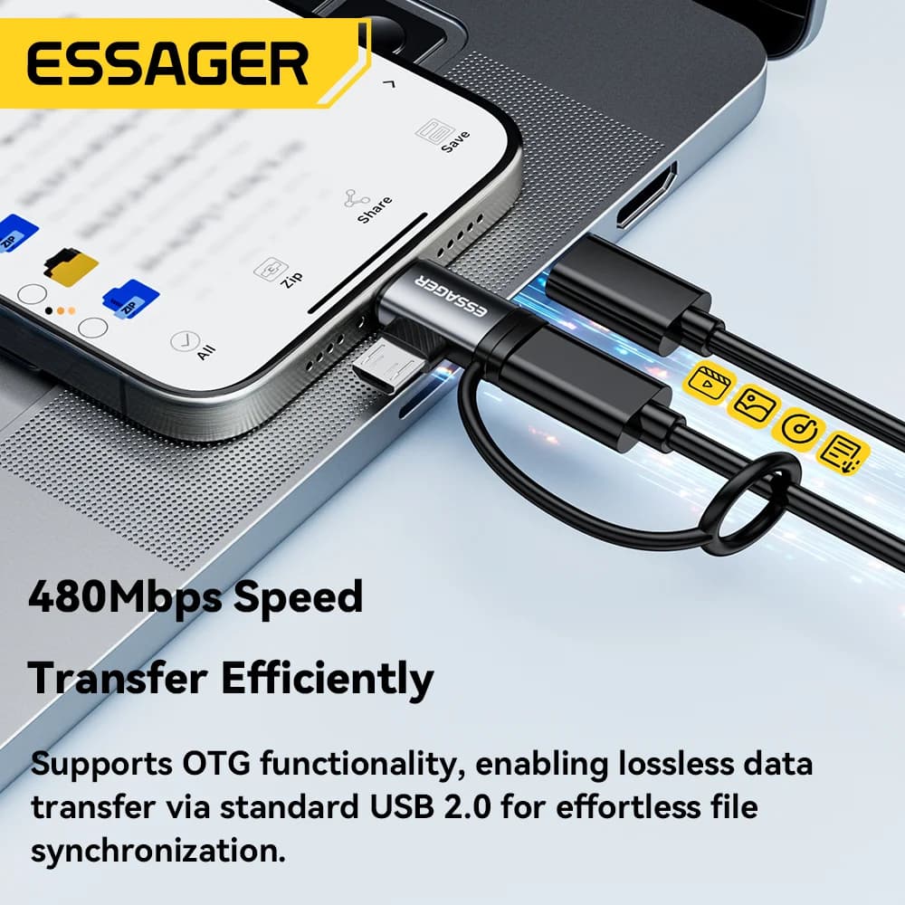2'si 1 Arada Lightning ve Micro USB Adaptör