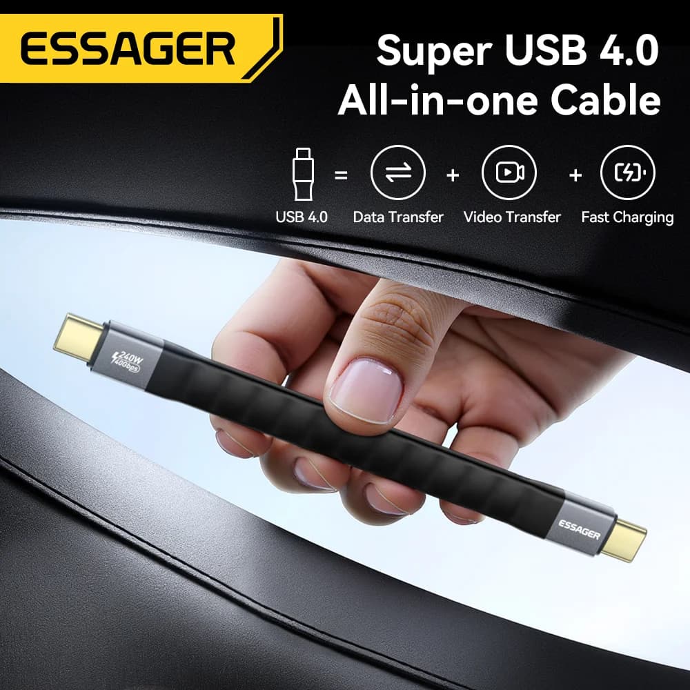 USB 4.0 Type-C Kablo, 240W PD, 8K Görüntü
