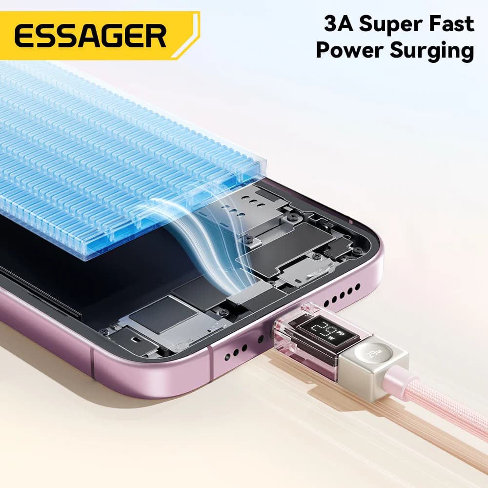 Dijital Ekranlı USB-C to Lightning Kablo