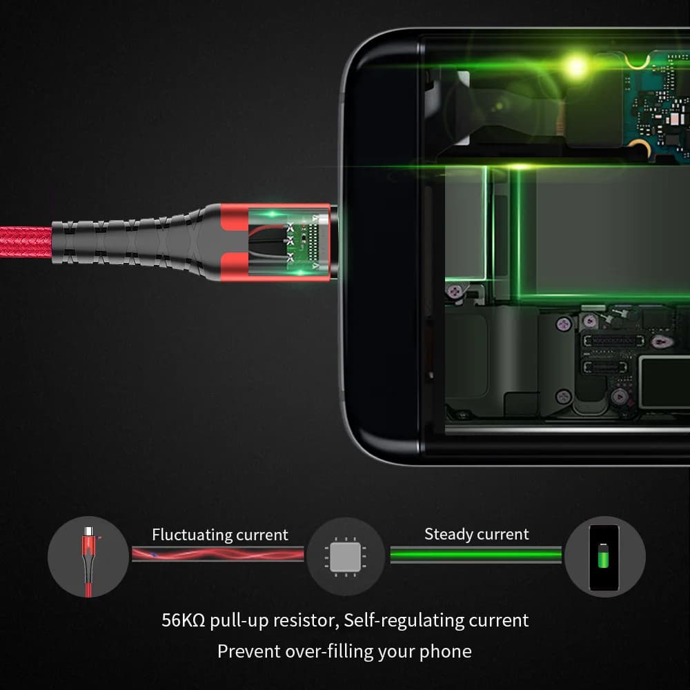 LED Mikro USB Hızlı Şarj Kablosu, 2M/3M