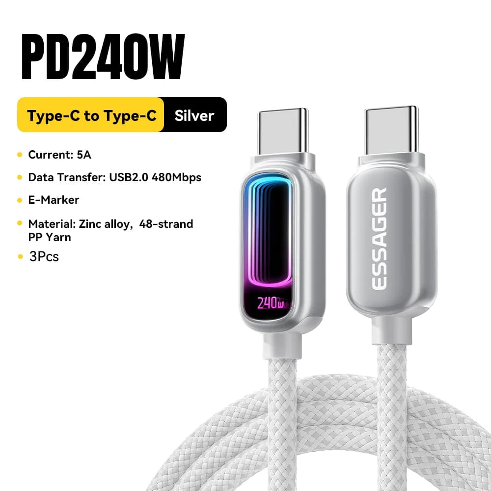 240W E-Marker USB-C'den USB-C'ye PD 3.1 Kablosu