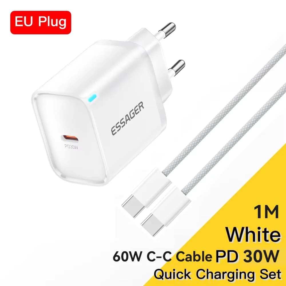 30W Mini USB-C Şarj Adaptörü ve Lightning Kablo Seti