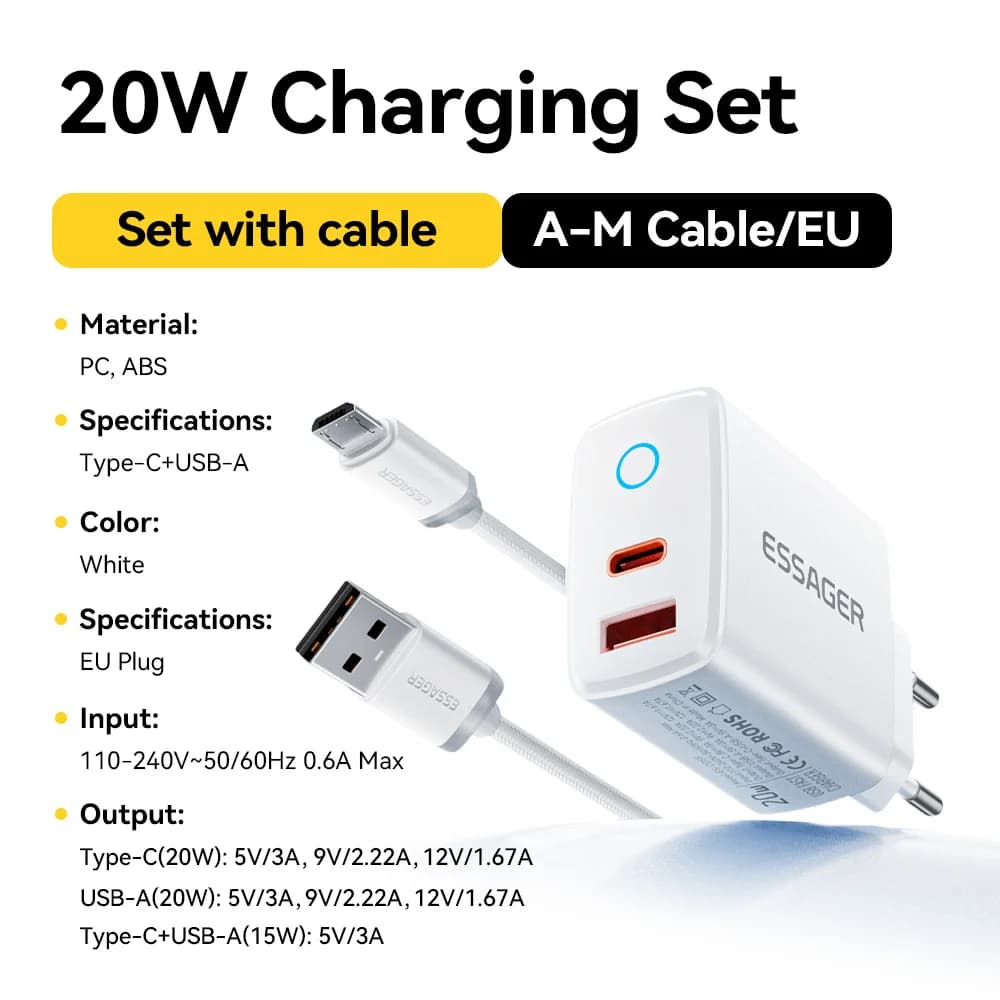 20W USB-C PD Hızlı Şarj Seti