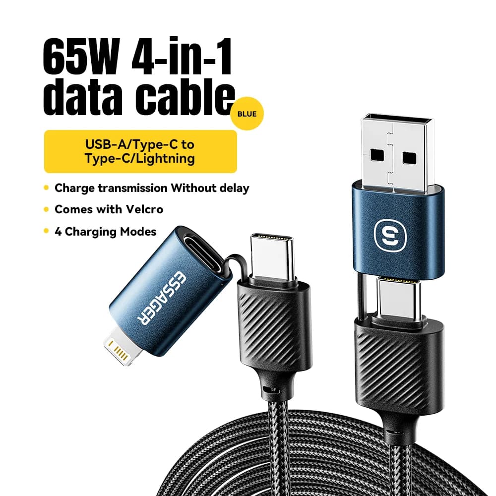 4'ü 1 Arada USB-C Kablosu, 65W PD Hızlı Şarj