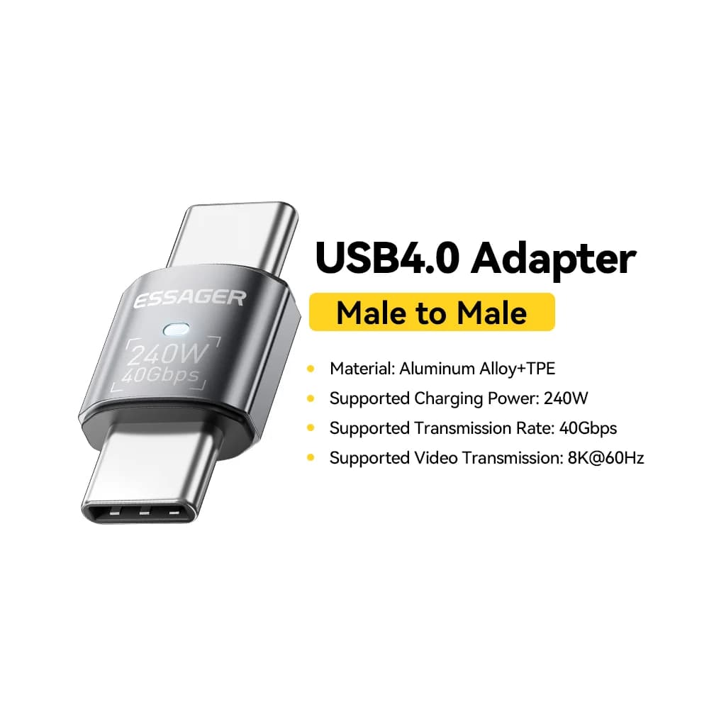 USB4.0 240W 90-Derece OTG Veri Adaptörü 8K