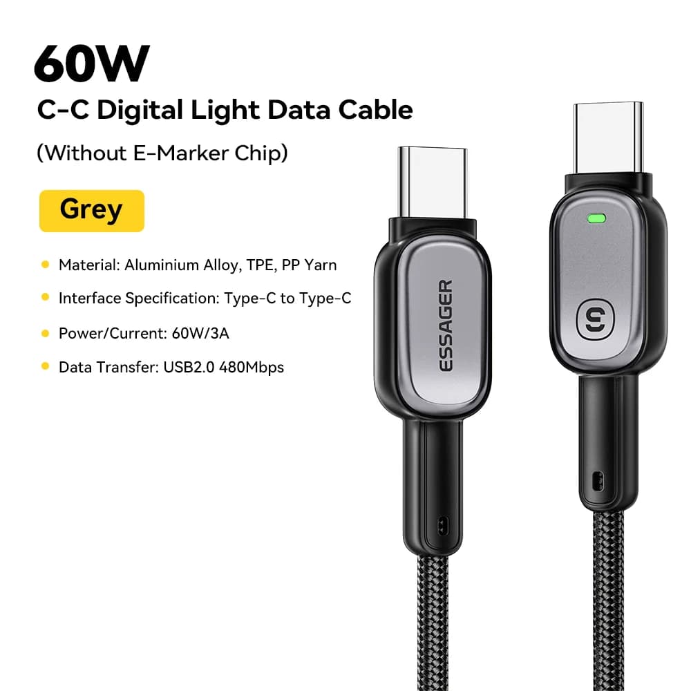 LED 100W USB-C to USB-C Kablo, 5A PD Hızlı Şarj