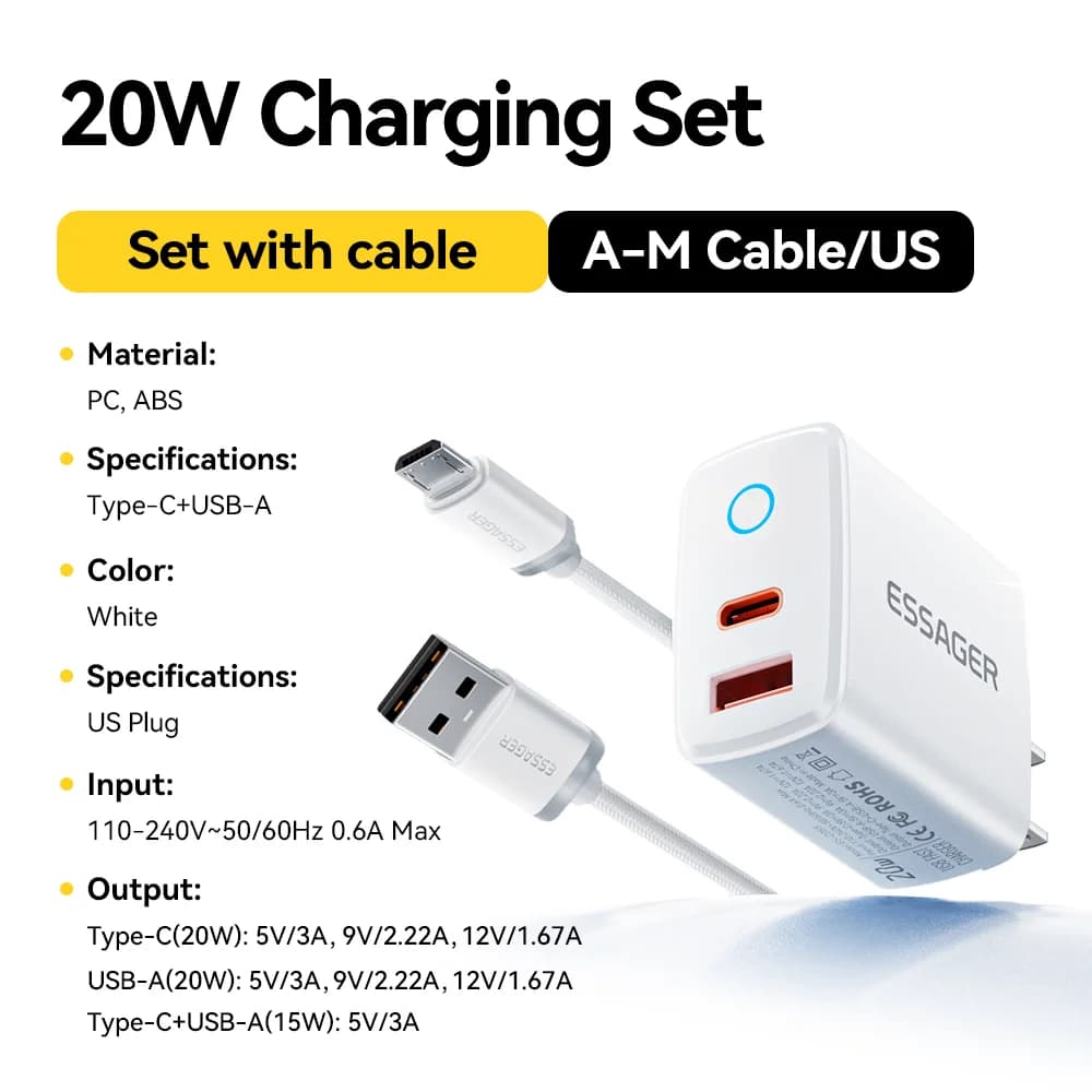 20W USB-C PD Hızlı Şarj Seti