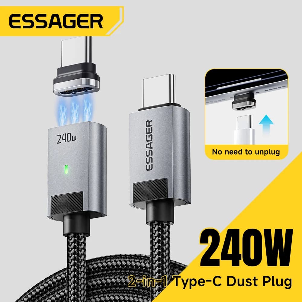 240W Manyetik USB-C to USB-C Şarj Kablosu