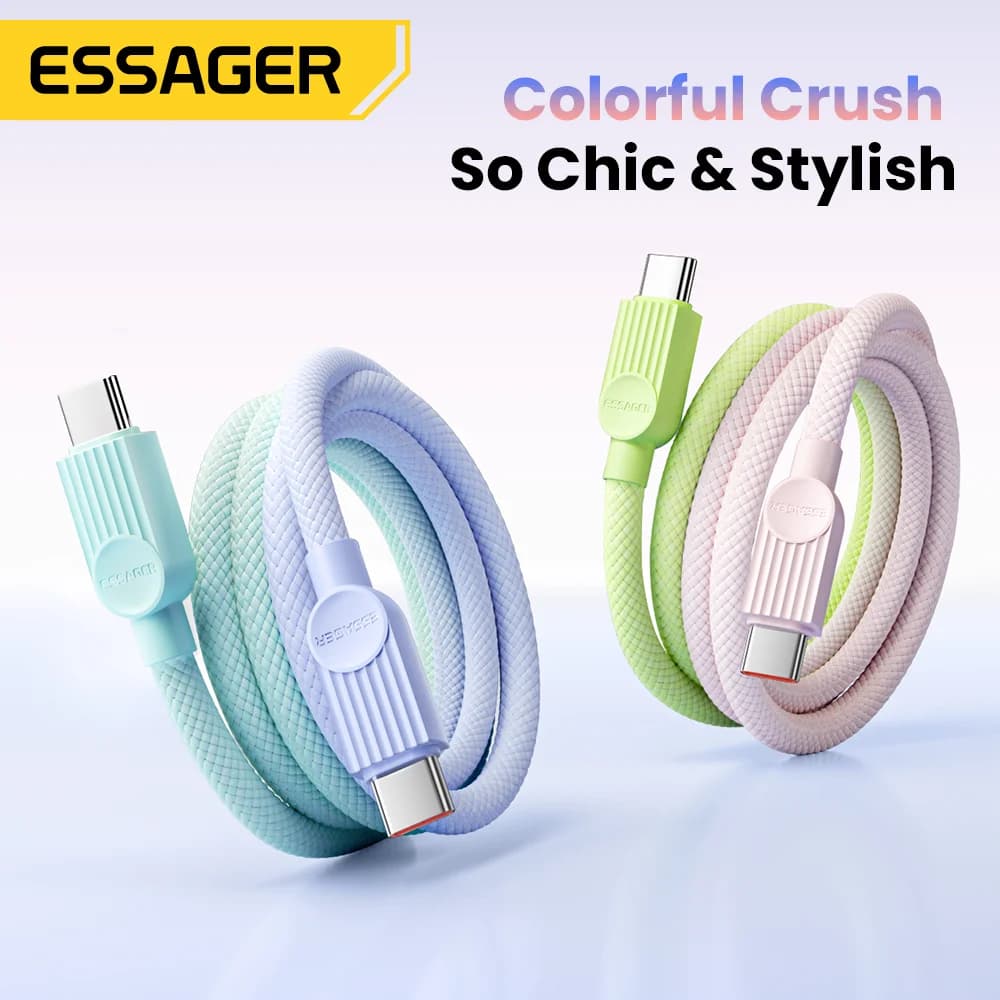 60W Renkli USB-C to USB-C Hızlı Şarj Kablosu