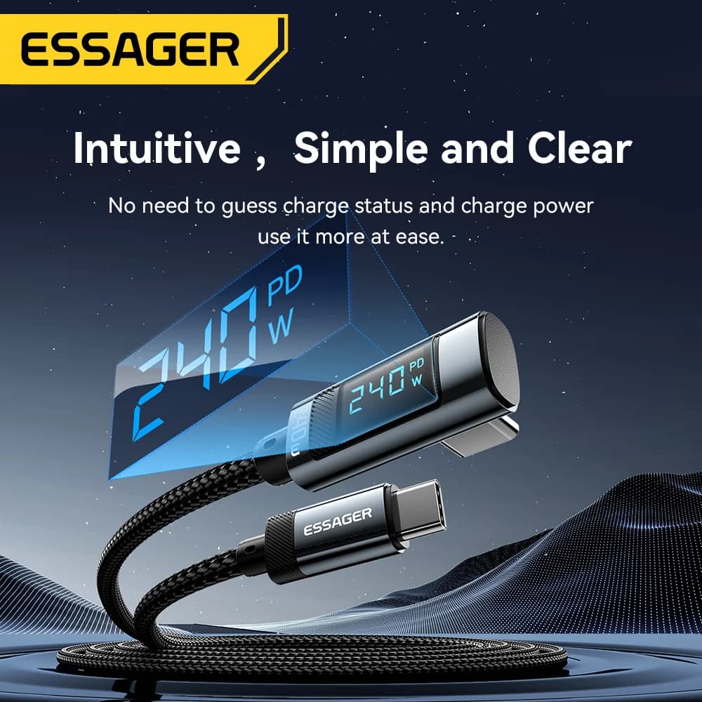 240W 90 Derece Açı USB-C to USB-C Kablo