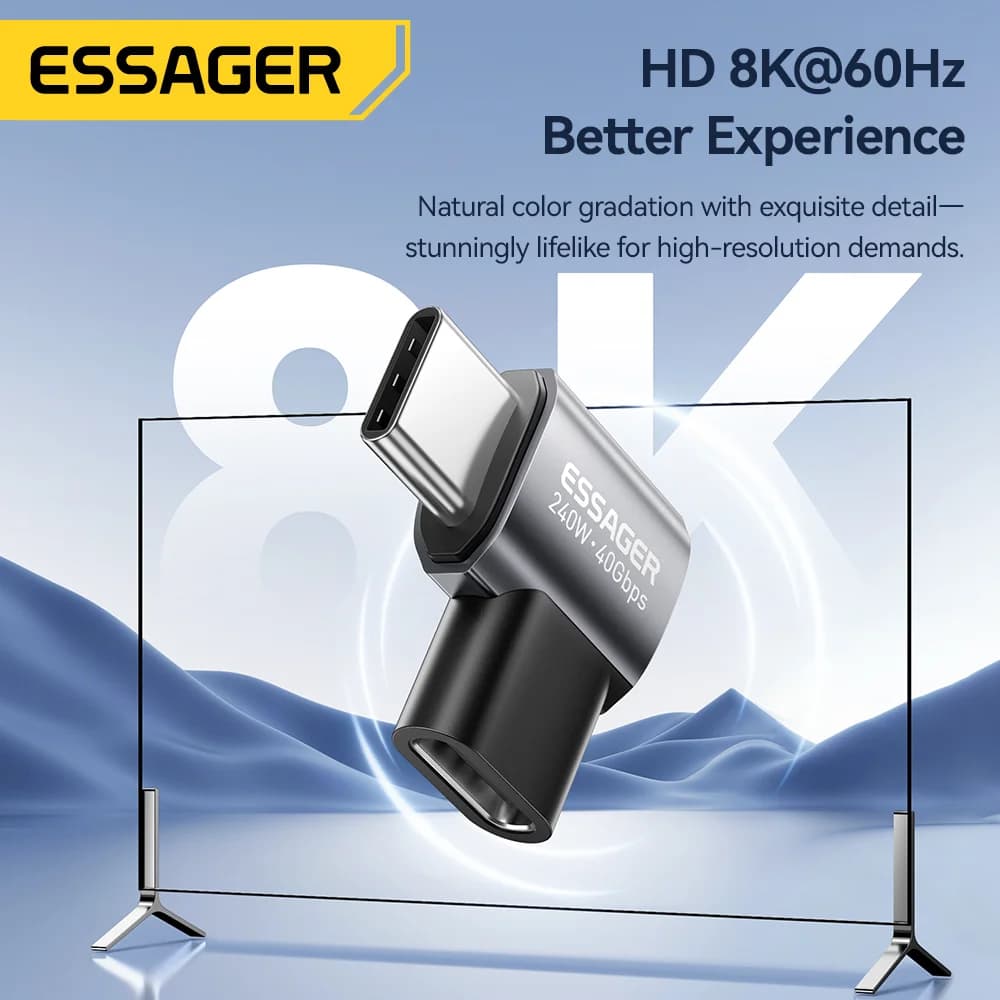 USB4.0 240W 90-Derece OTG Veri Adaptörü 8K