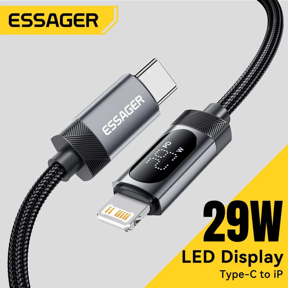 Dijital Ekranlı USB-C to Lightning Kablo, 29W PD