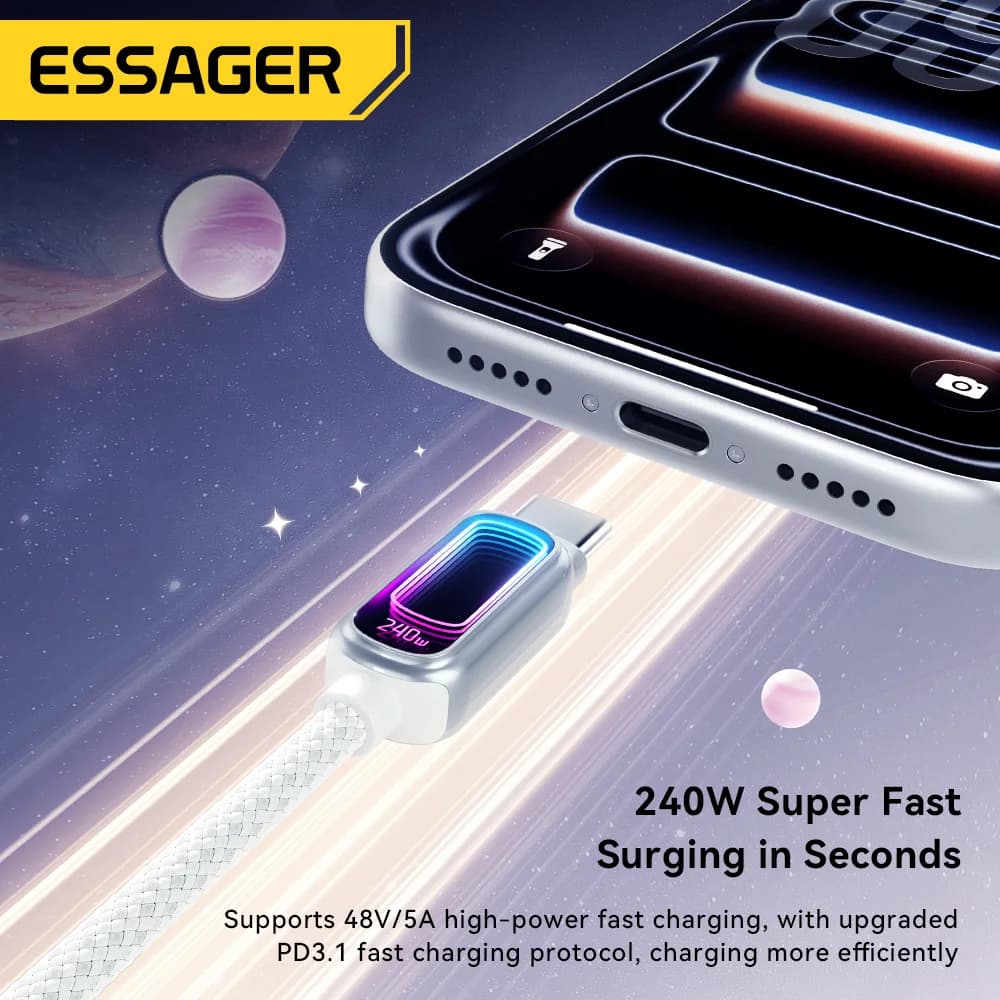 240W E-Marker USB-C'den USB-C'ye PD 3.1 Kablosu