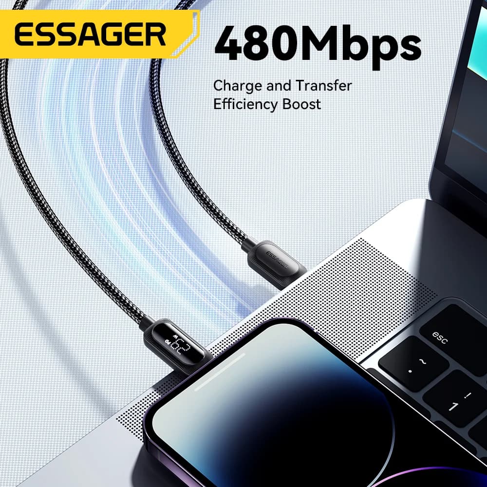 Dijital Ekranlı 29W USB-C to Lightning Kablo