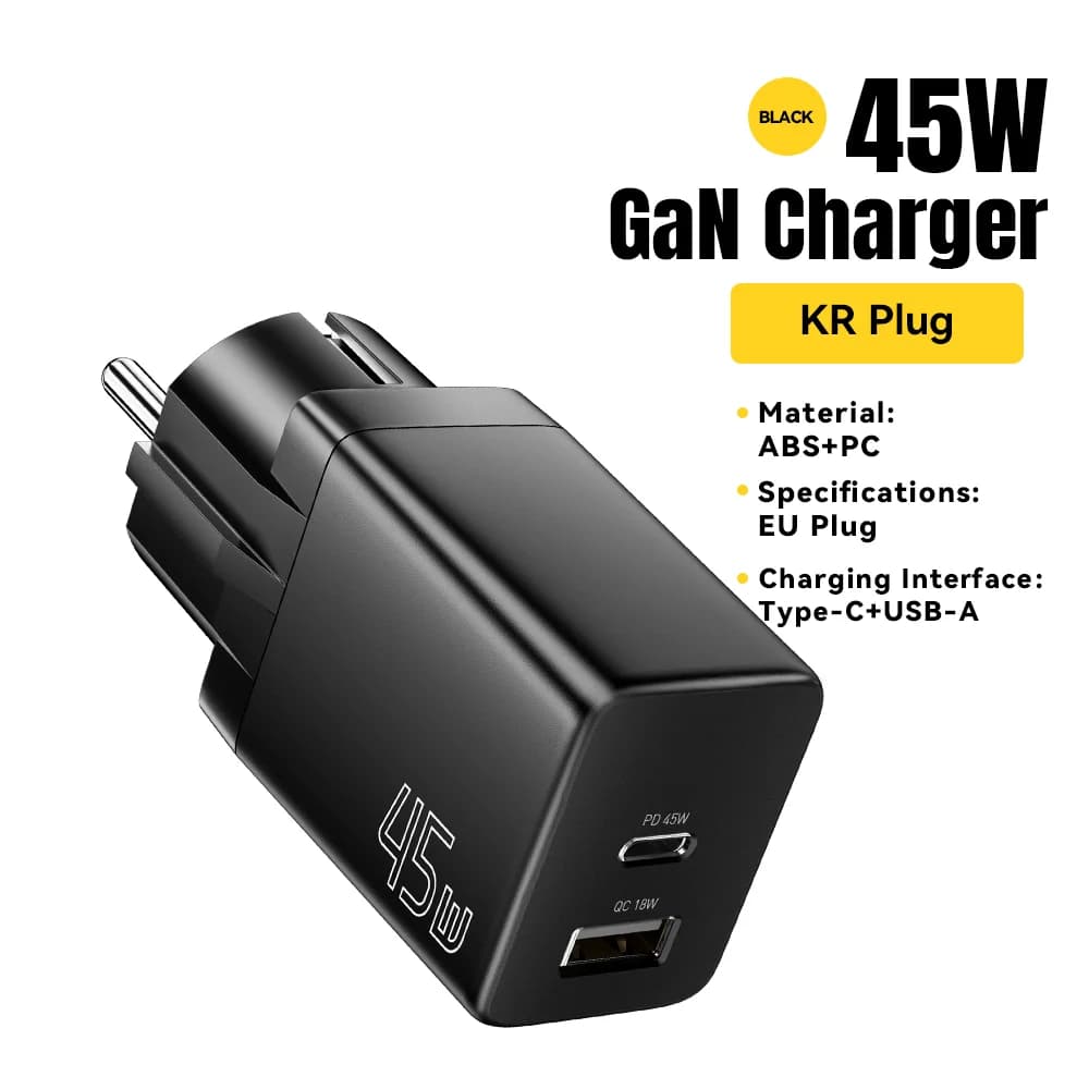 EU/KR Fiş Seçenekli GaN USB Type-C Şarj Cihazı
