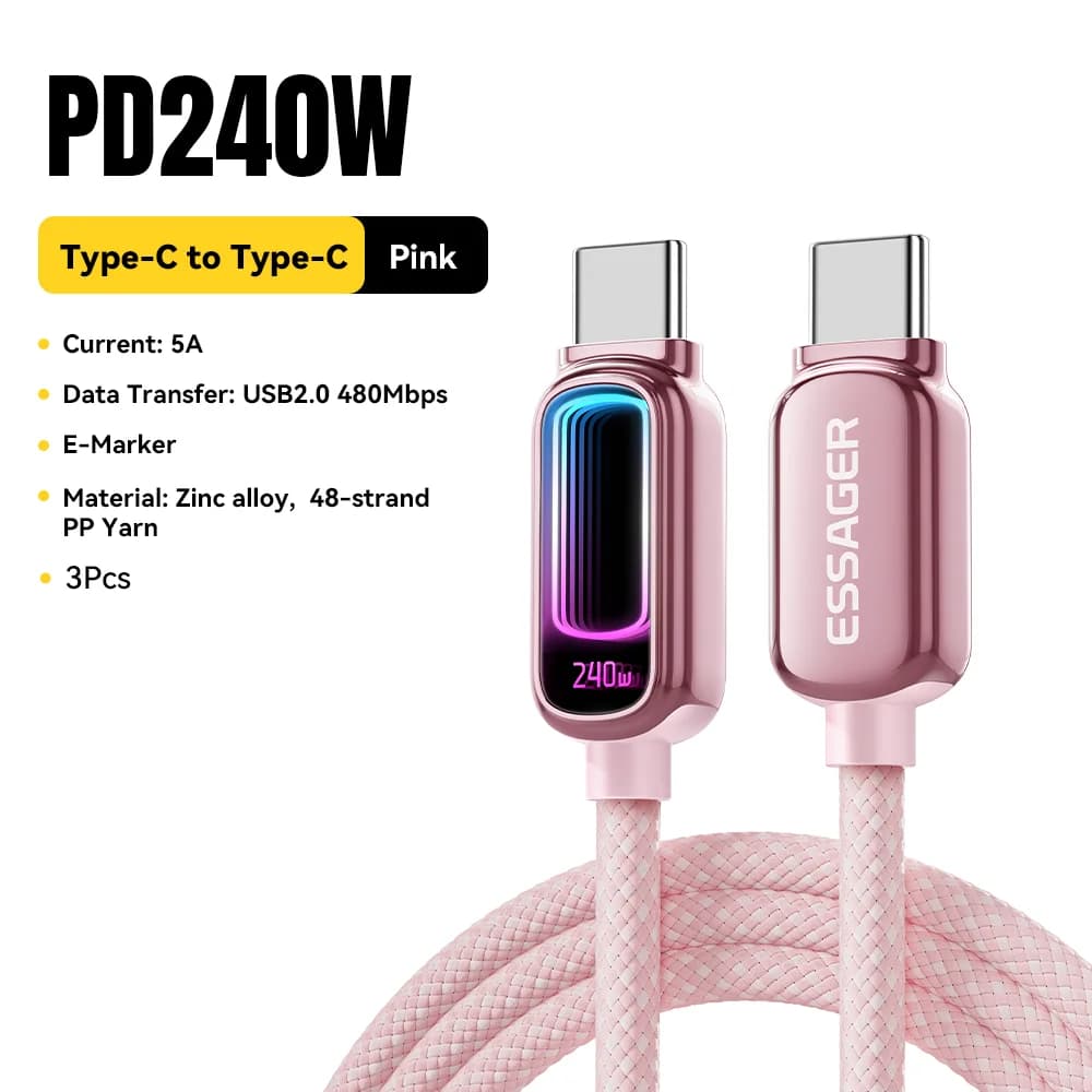 240W E-Marker USB-C'den USB-C'ye PD 3.1 Kablosu