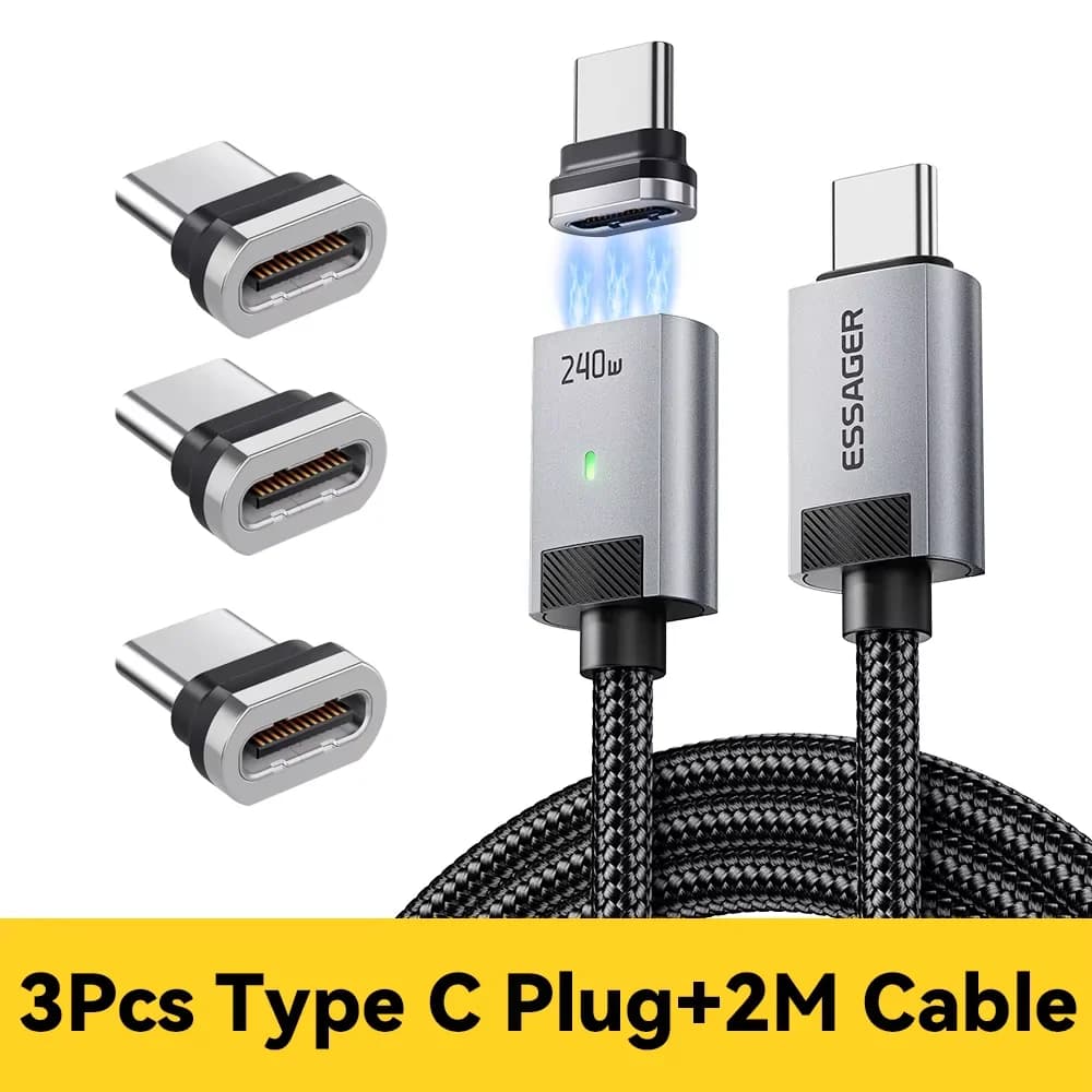 240W Manyetik USB-C to USB-C Şarj Kablosu