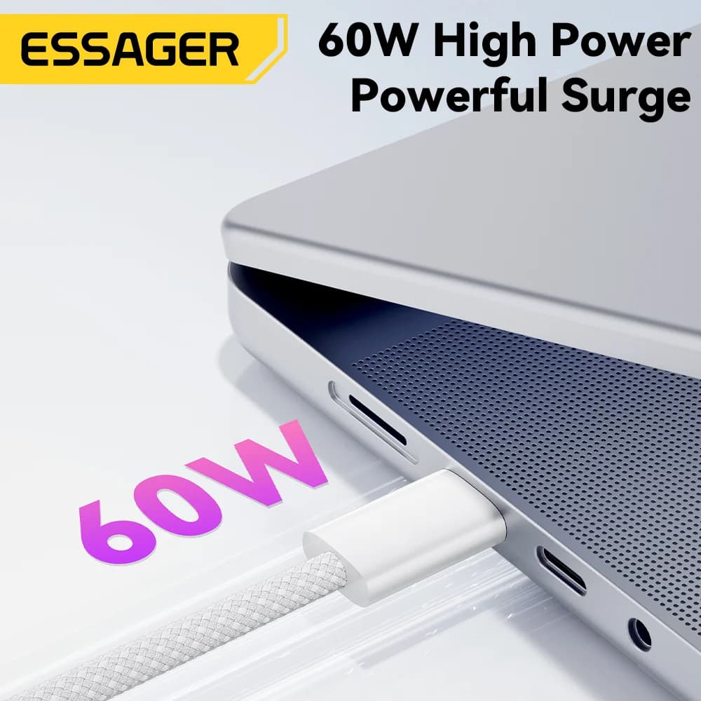 60W USB-C'den USB-C'ye Hızlı Şarj Veri Kablosu