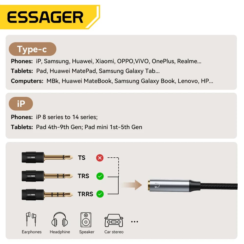 L Şekilli USB-C to 3.5mm Ses Adaptörü