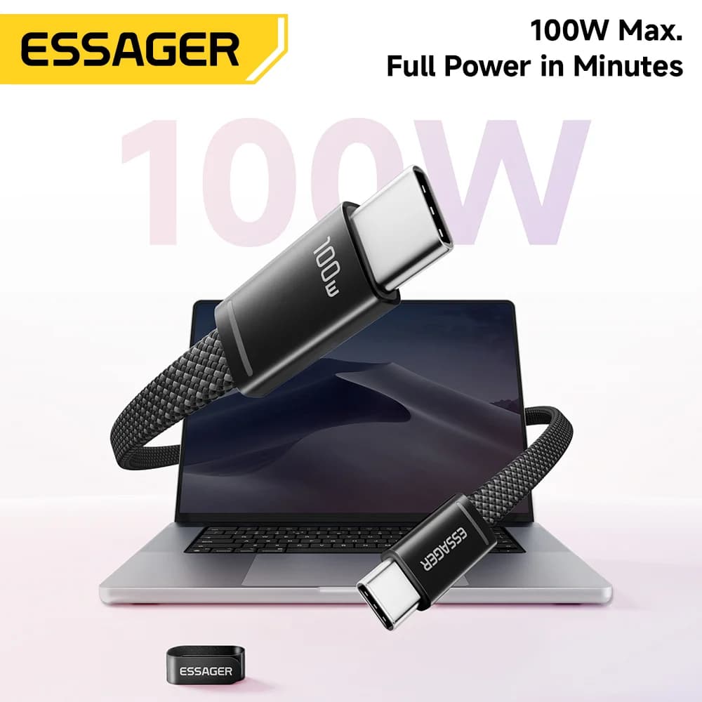 100W İnce USB-C'den USB-C'ye PD Hızlı Şarj Kablosu