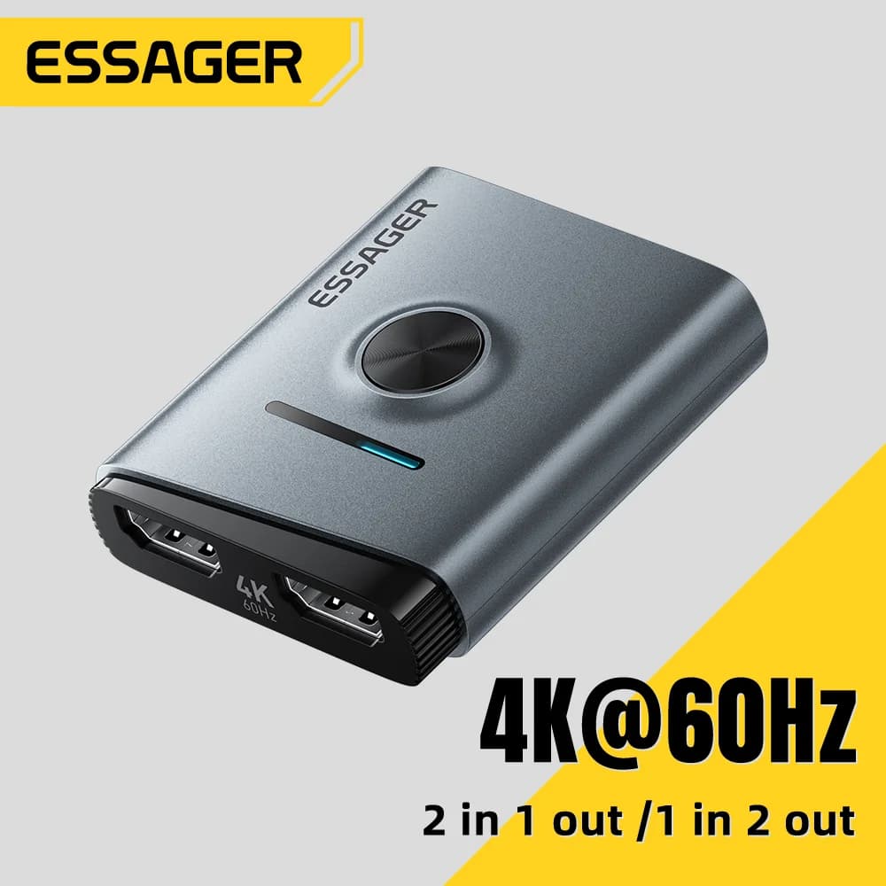 4K 60Hz HDMI Switcher 2'si 1 Arada Splitter Adaptör