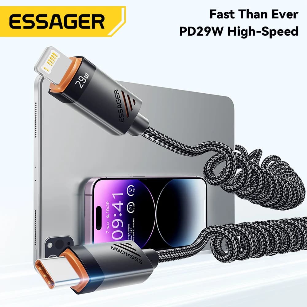 Yaylı USB-C'den Lightning'e Hızlı Şarj Kablosu