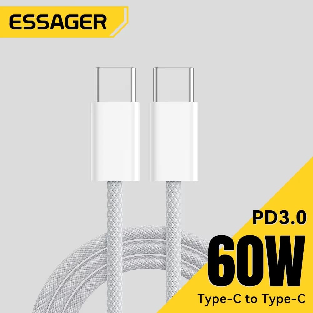 60W USB-C'den USB-C'ye Hızlı Şarj Veri Kablosu