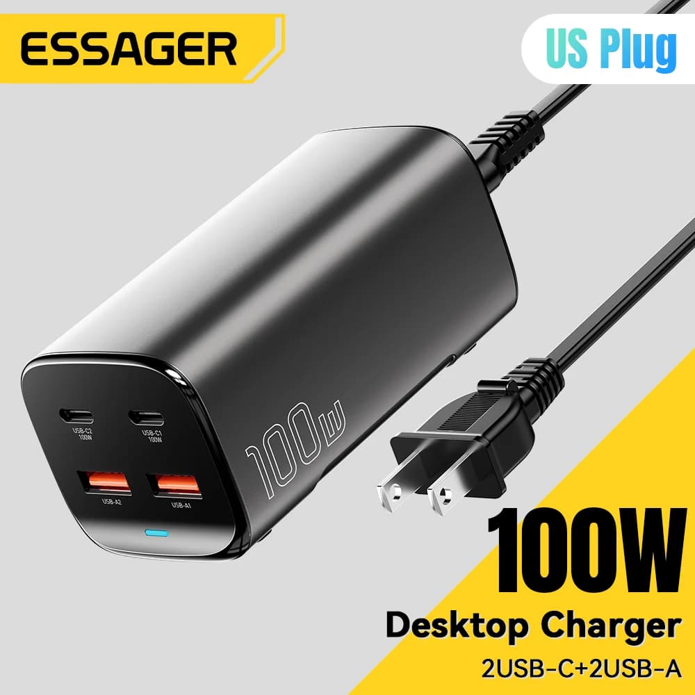 100W 4'ü 1 Arada GaN Masaüstü Laptop Şarj Aleti