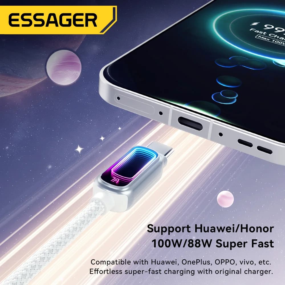 7A 100W PD Hızlı Şarj USB-C Kablosu