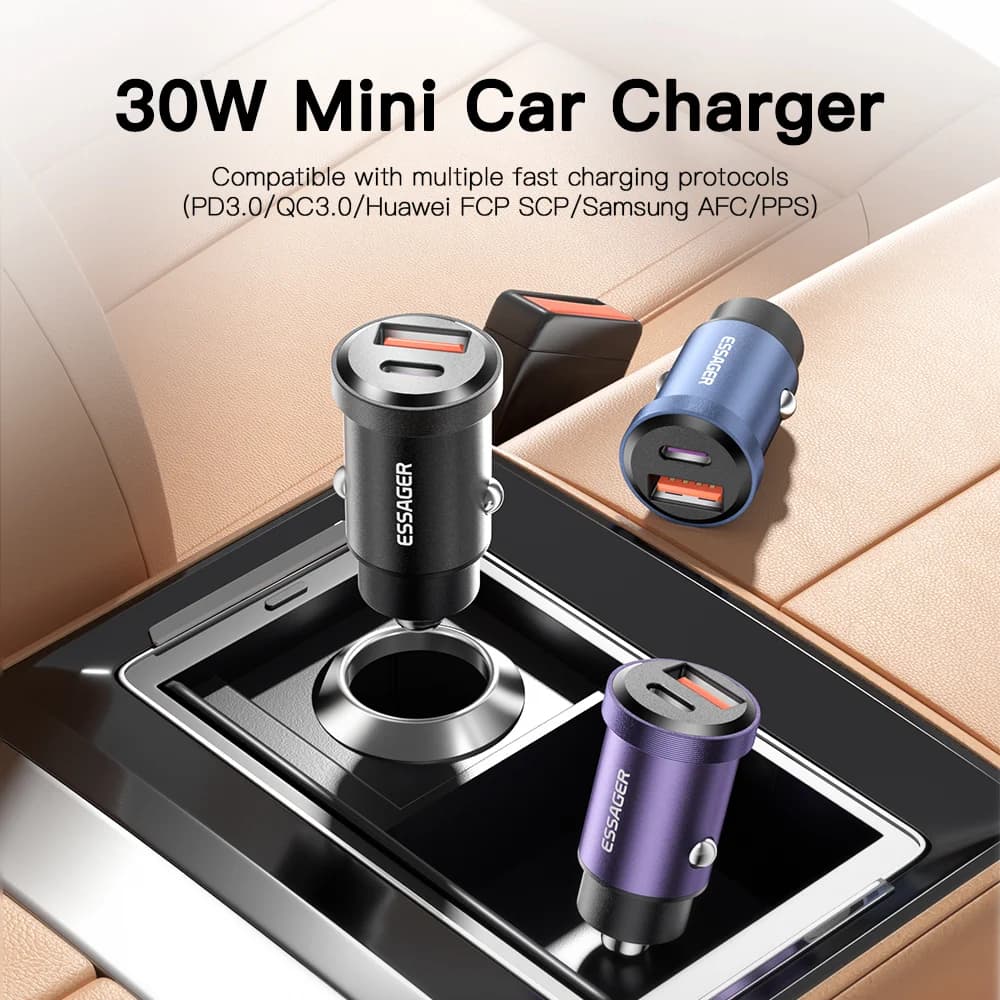 30W USB-C Araç Şarj Cihazı, Quick Charge 4.0