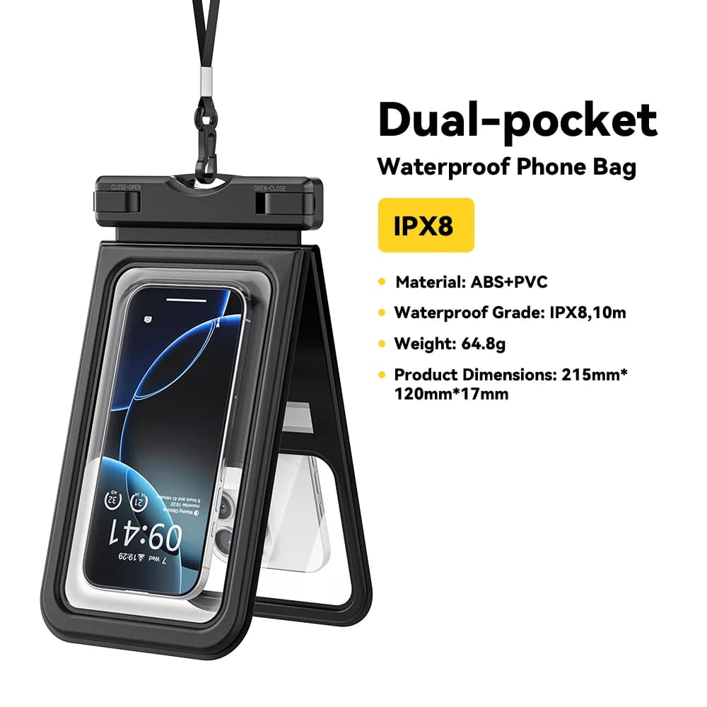 IPX8 Çift Cepli Su Geçirmez Telefon Kılıfı