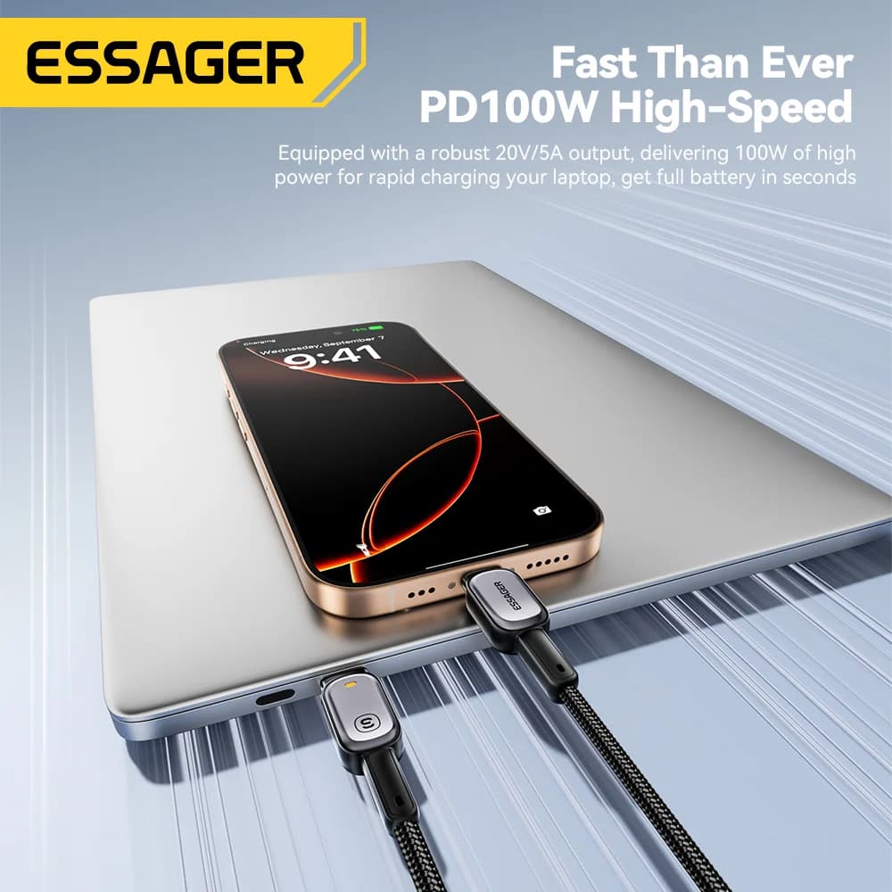 LED 100W USB-C to USB-C Kablo, 5A PD Hızlı Şarj