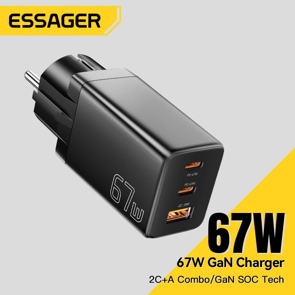EU/KR Fiş Seçenekli GaN USB Type-C Şarj Cihazı