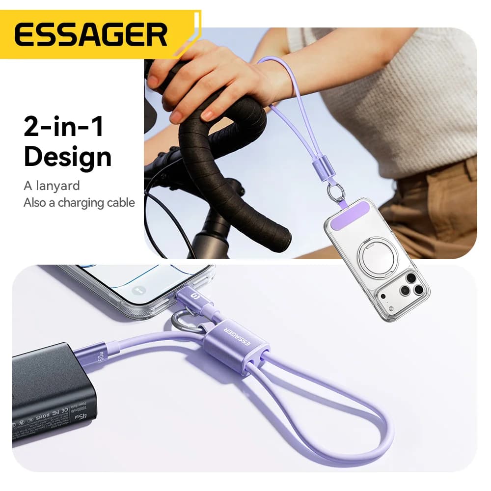 60W Kısa USB-C to USB-C Askılı Kablo