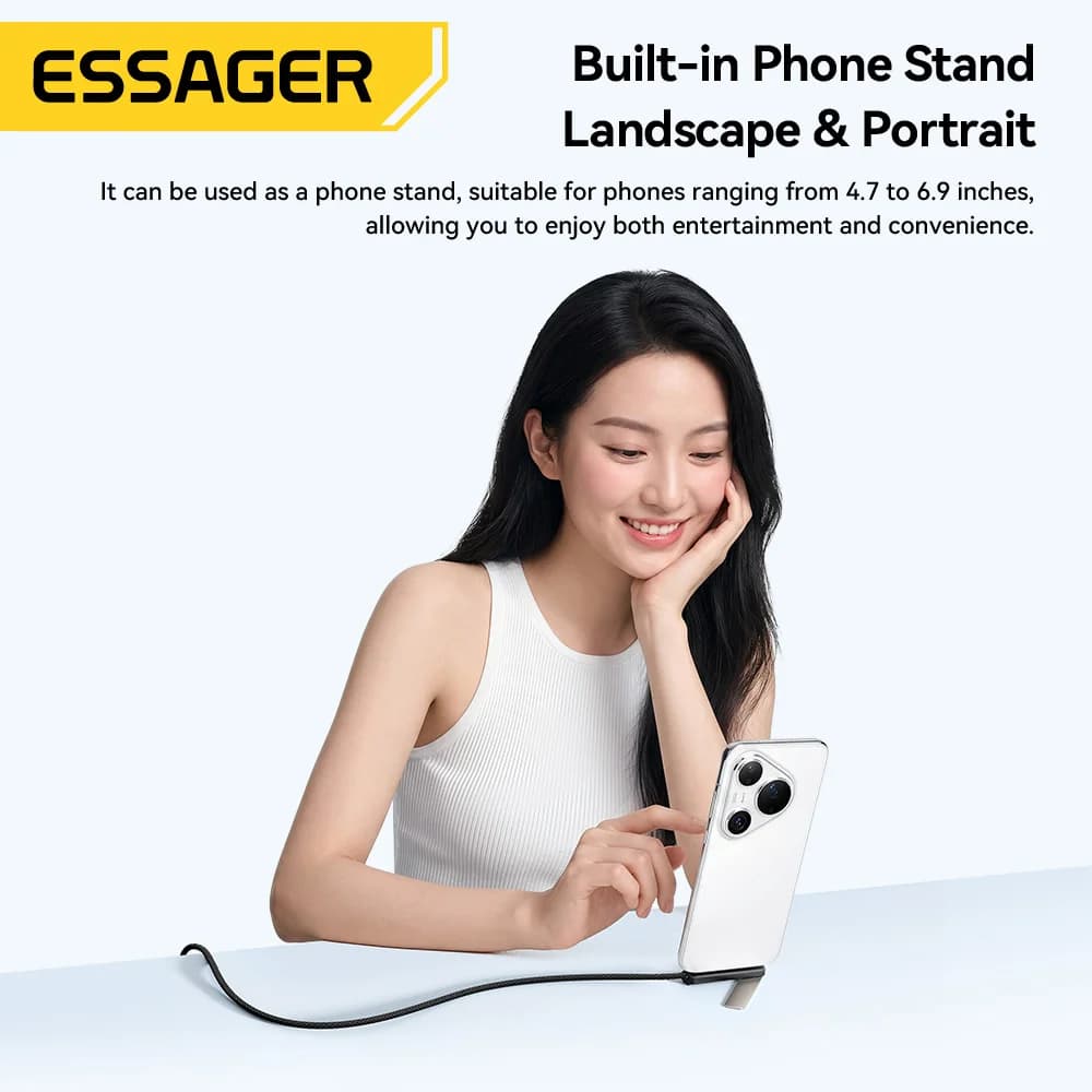 Telefon Standlı 2'si 1 Arada Dirsekli 7A USB-C Kablo