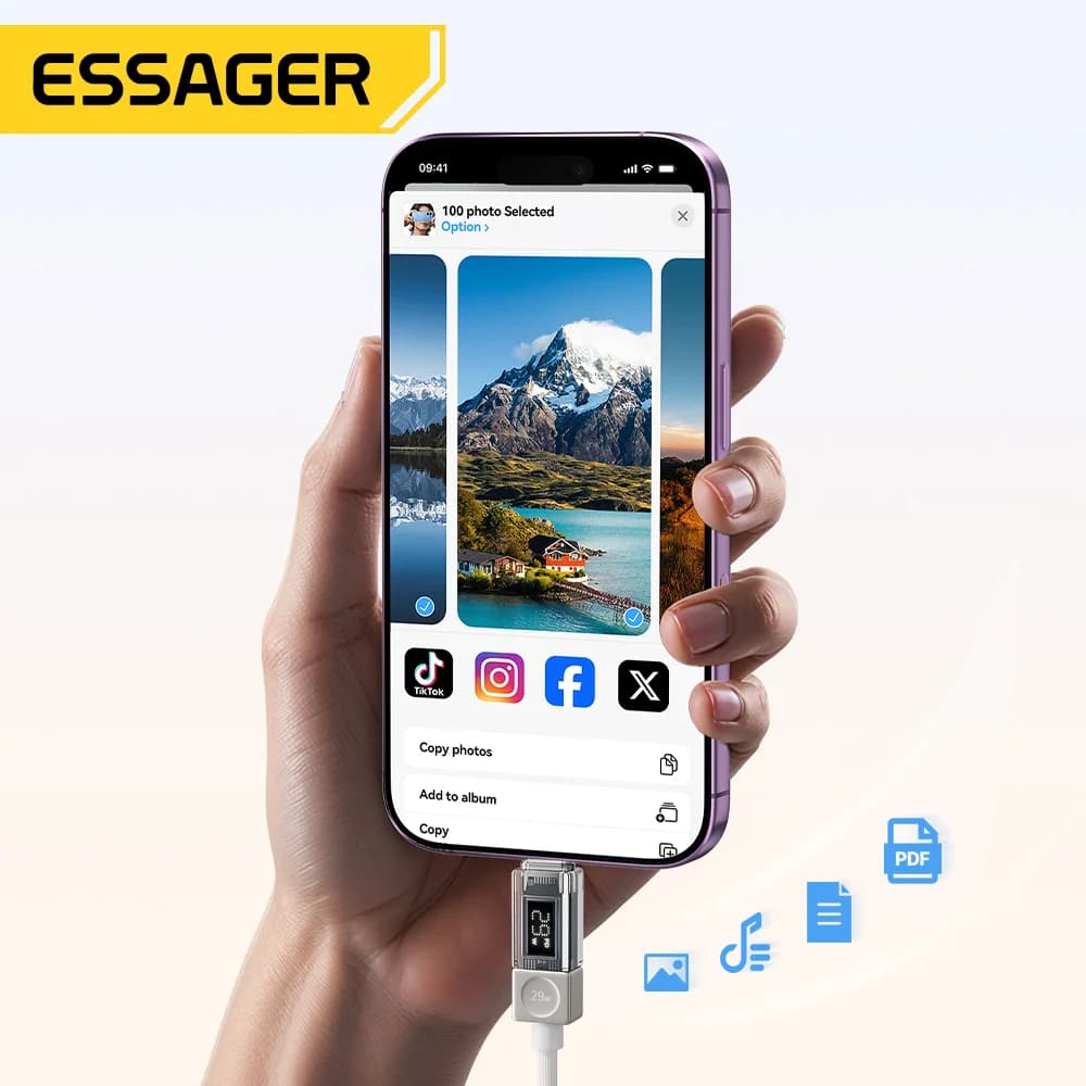 Dijital Ekranlı USB-C to Lightning Kablo