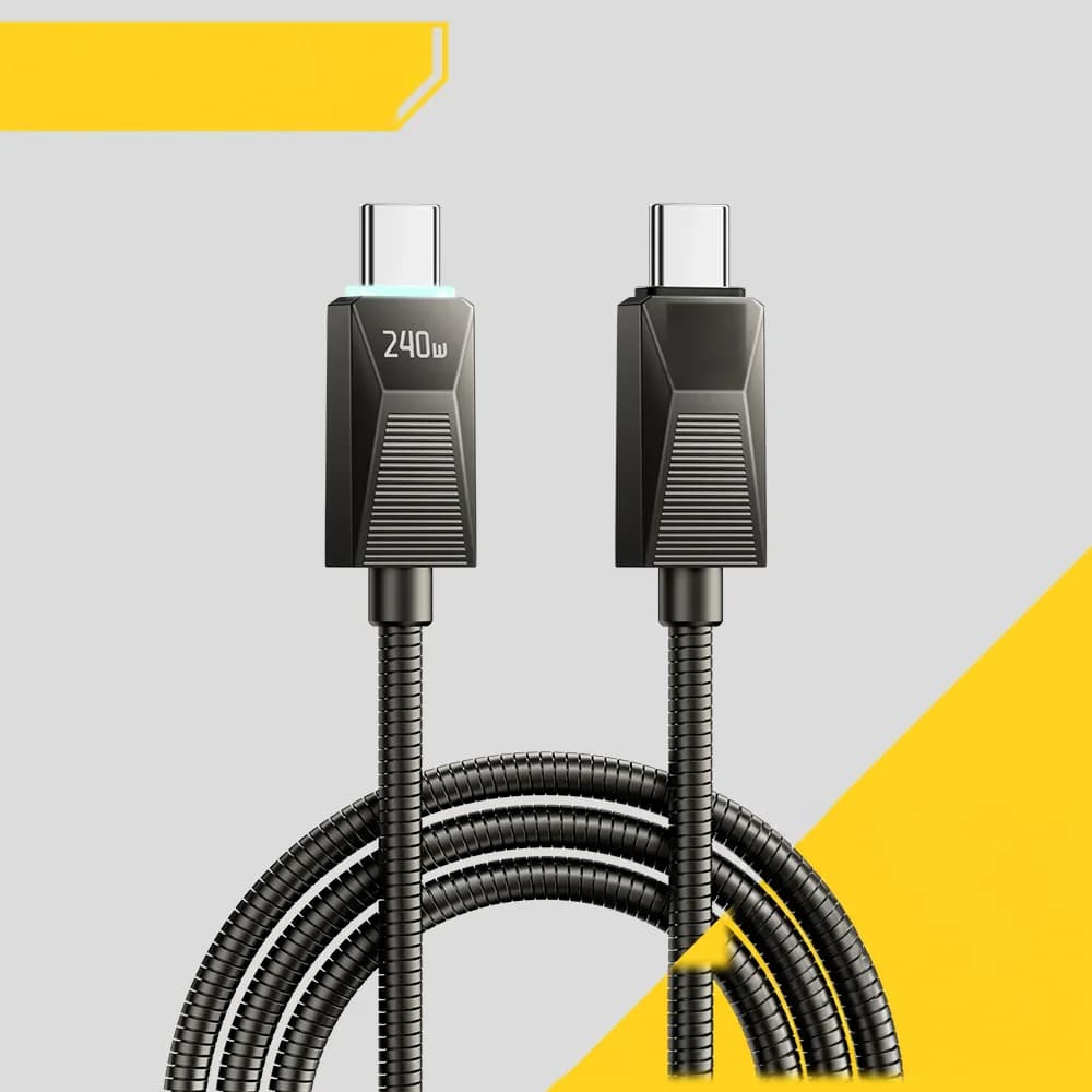 240W Paslanmaz Çelik USB-C Hızlı Şarj Kablosu