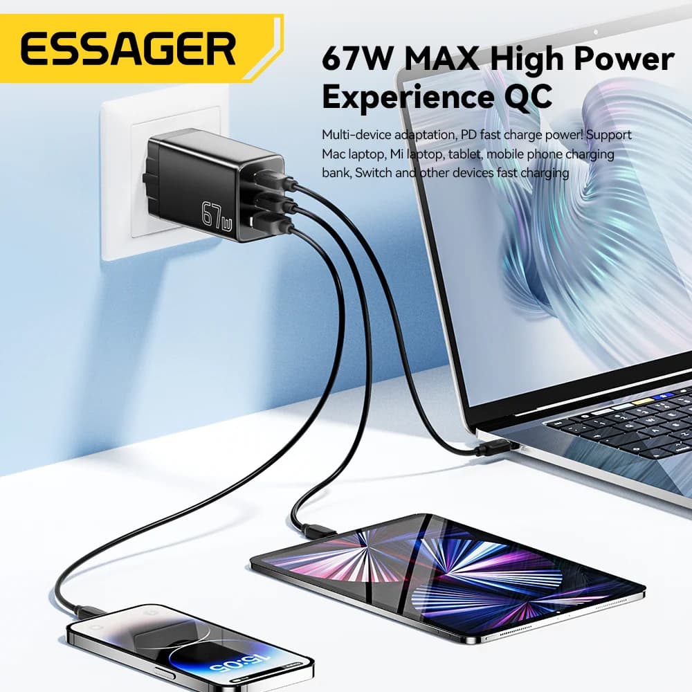 EU/KR Fiş Seçenekli GaN USB Type-C Şarj Cihazı