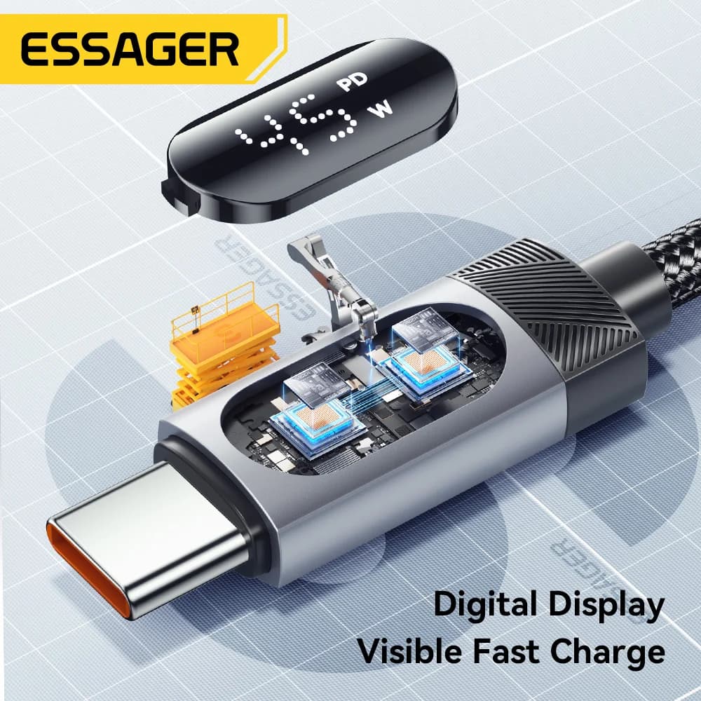 USB-C, USB-A ve Yaylı Kablo ile 108W Araç Şarj Aleti